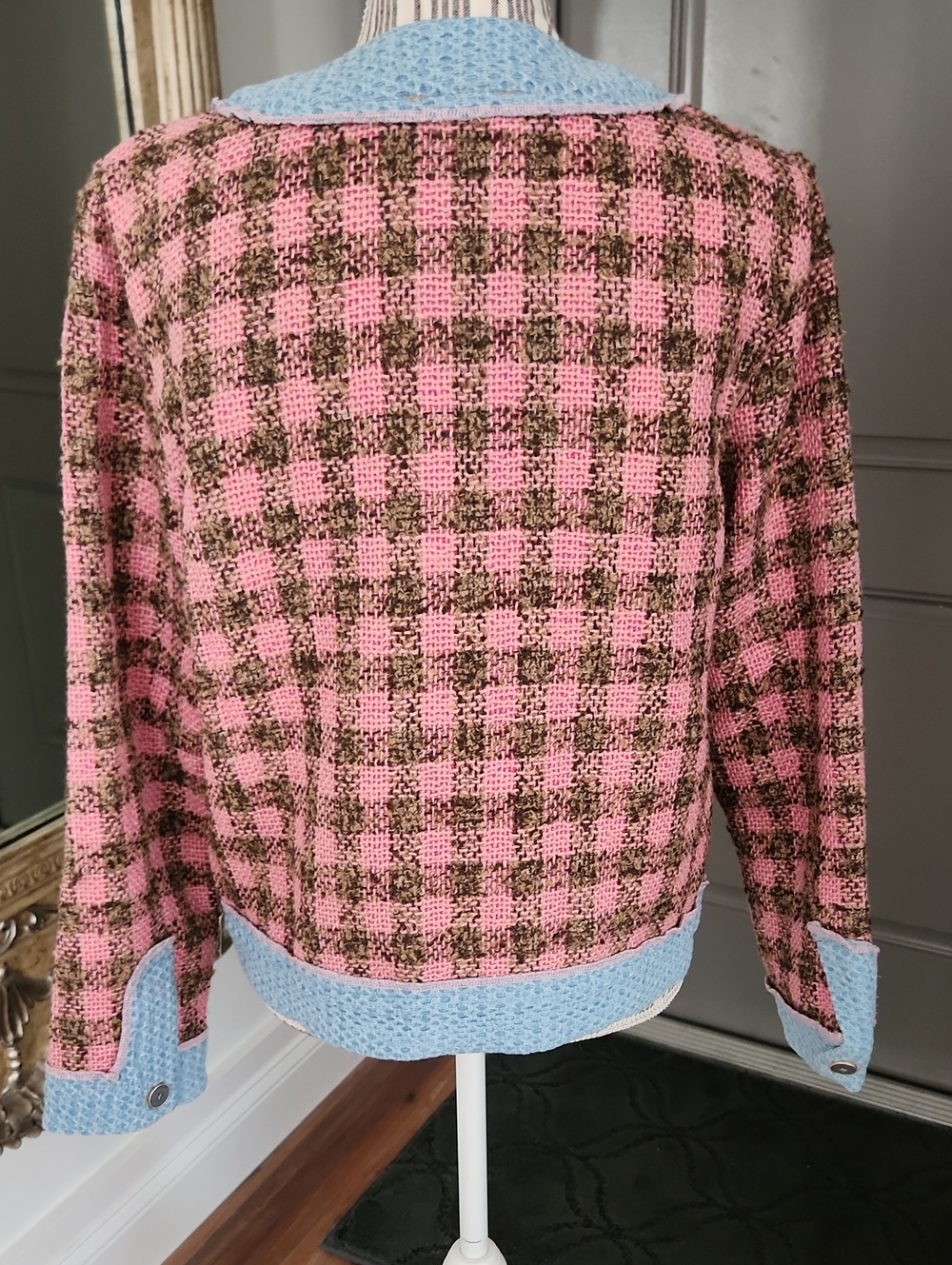 Mystree Pink and Brown Plaid Tweed Jacket and Short Set - Picture 5 of 14
